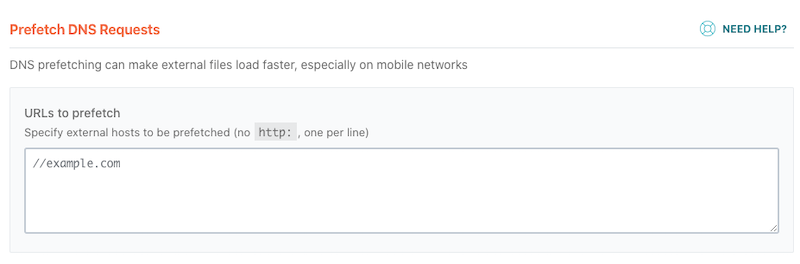 Prefetch DNS Requests - WP Rocket dashboard
